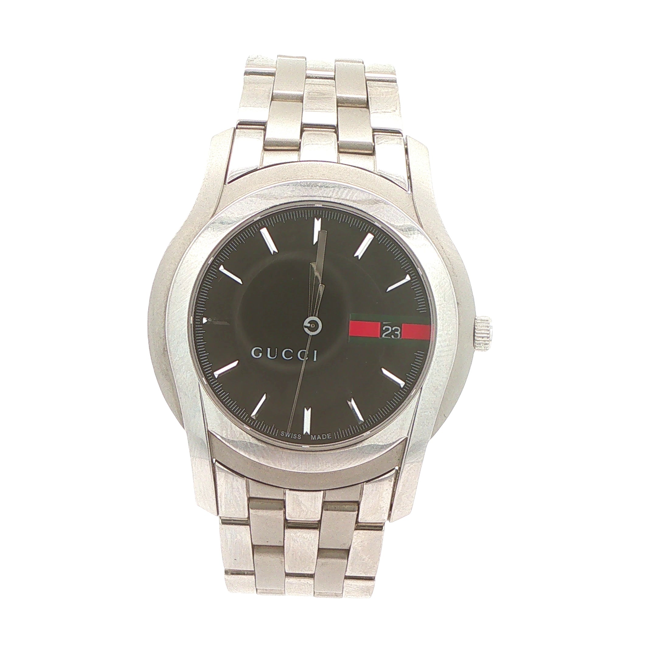 Circa 2000s Gucci 5500 XL Stainless Steel Black Dial Watch