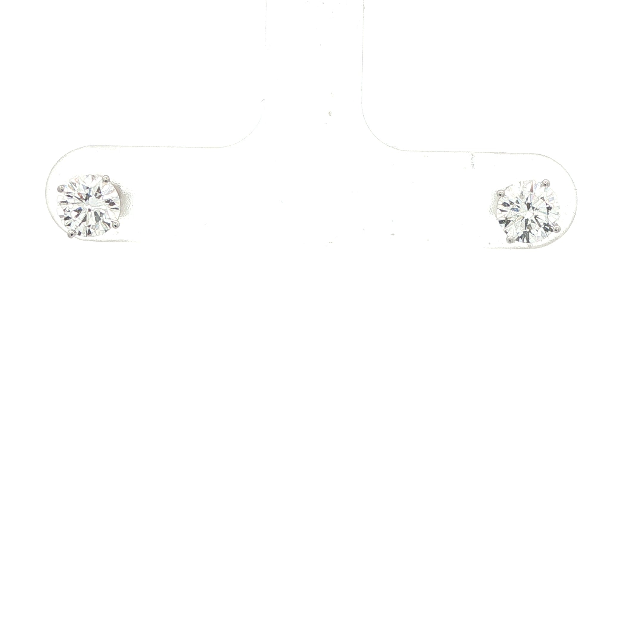 14K White Gold Lab Grown Diamond Stud Earrings 2 CTW VS