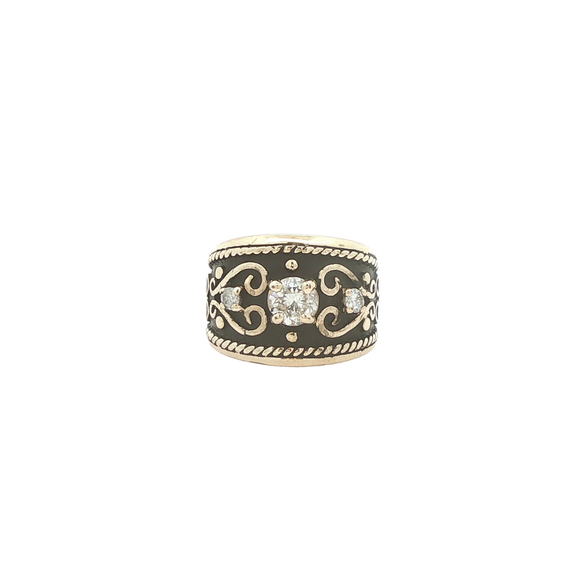 Vintage Estate 10K Yellow Gold Natural Diamond Cigar Band Ring – SZ 6.75