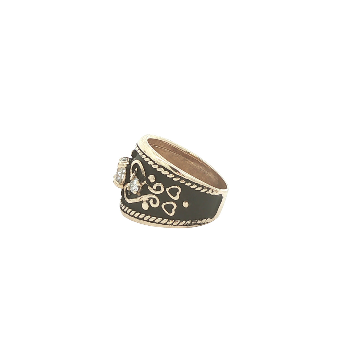 Vintage Estate 10K Yellow Gold Natural Diamond Cigar Band Ring – SZ 6.75