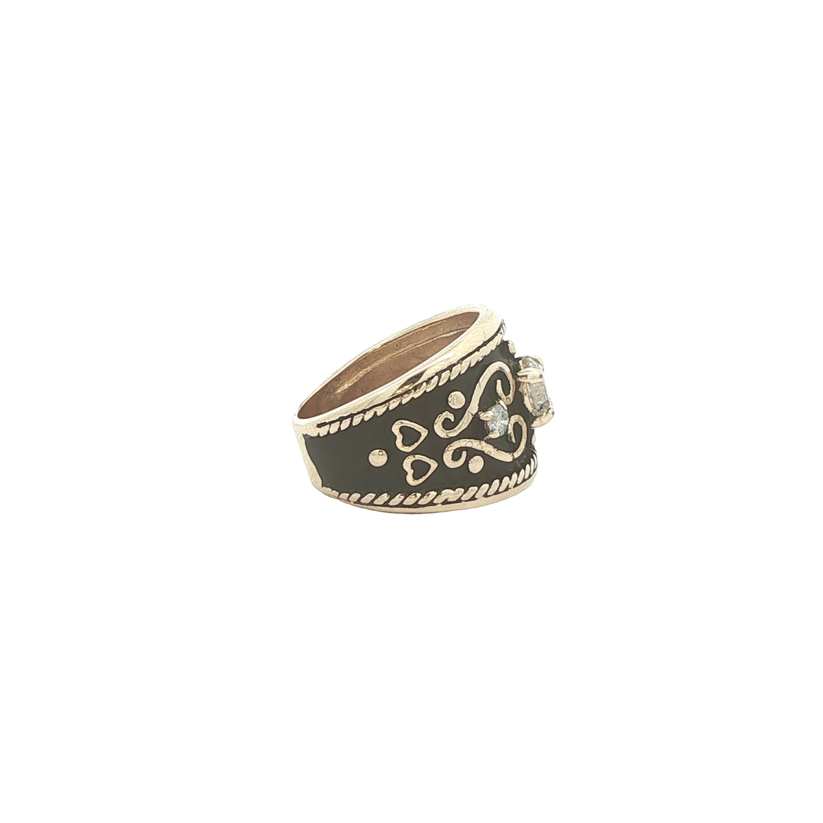 Vintage Estate 10K Yellow Gold Natural Diamond Cigar Band Ring – SZ 6.75