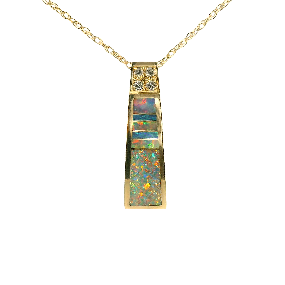 Opal inlay and Diamond Pendant