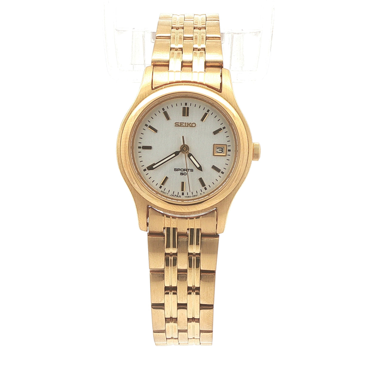 Vintage Estate Seiko Sports 50 Ladies Quartz Watch Circa 1995 – Gold-Tone, 25mm