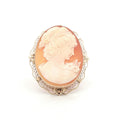 Vintage Circa 1950s Estate 14K Yellow Gold Carved Shell Cameo Brooch Pendant – 44mm