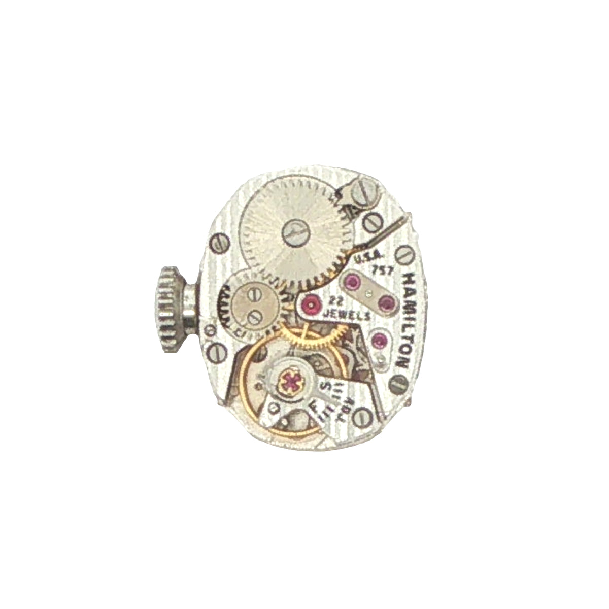 1950s–1960s Estate Hamilton 14K White Gold Natural Diamond Cocktail Watch with Safety Chain