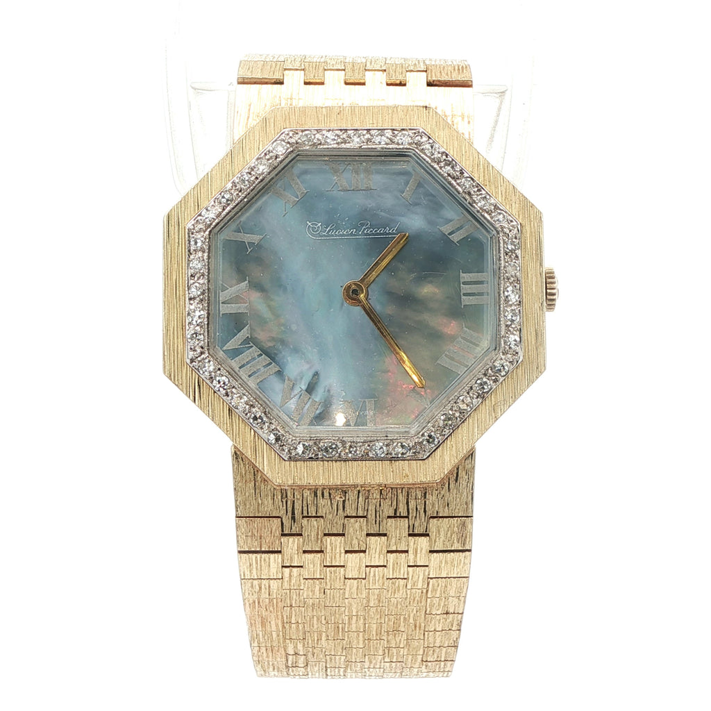 Lucien Picard Octagon Blue Dial Gold-Tone Manual Wind Watch