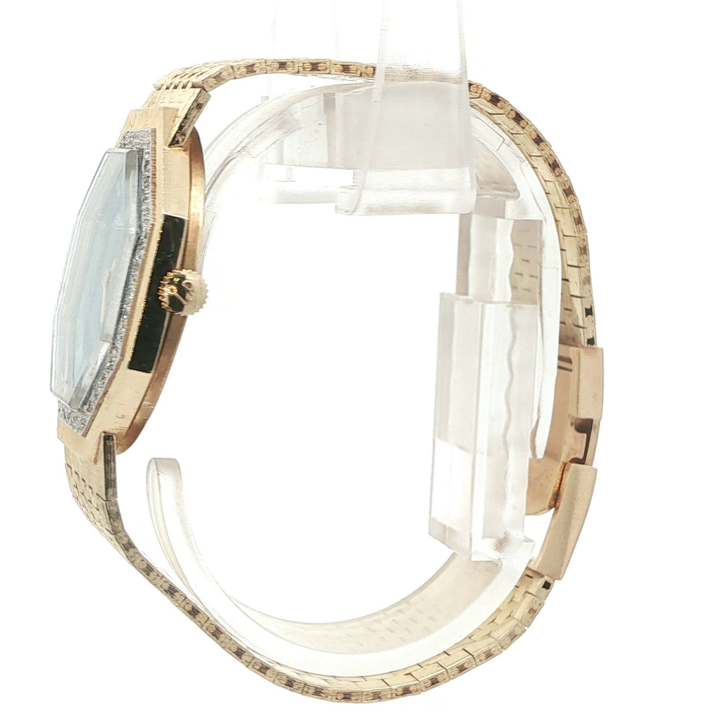 Lucien Picard Octagon Blue Dial Gold-Tone Manual Wind Watch