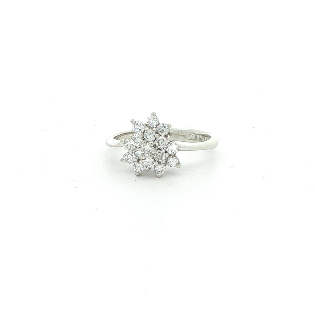 Estate 2000s 14K White Gold Diamond Cluster Ring 1/2 CTW VS1 Size 6.75
