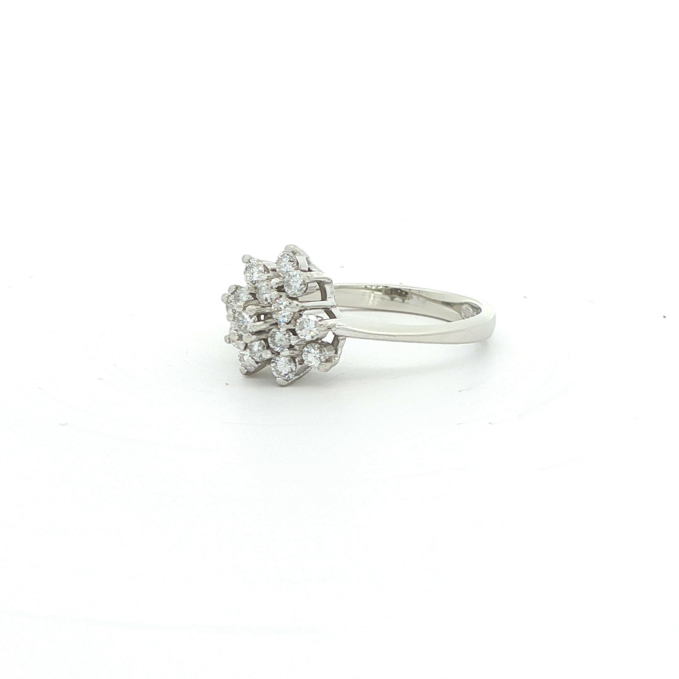Estate 2000s 14K White Gold Diamond Cluster Ring 1/2 CTW VS1 Size 6.75