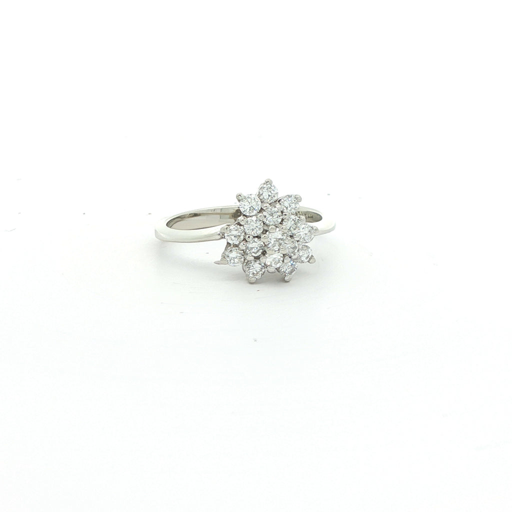Estate 2000s 14K White Gold Diamond Cluster Ring 1/2 CTW VS1 Size 6.75