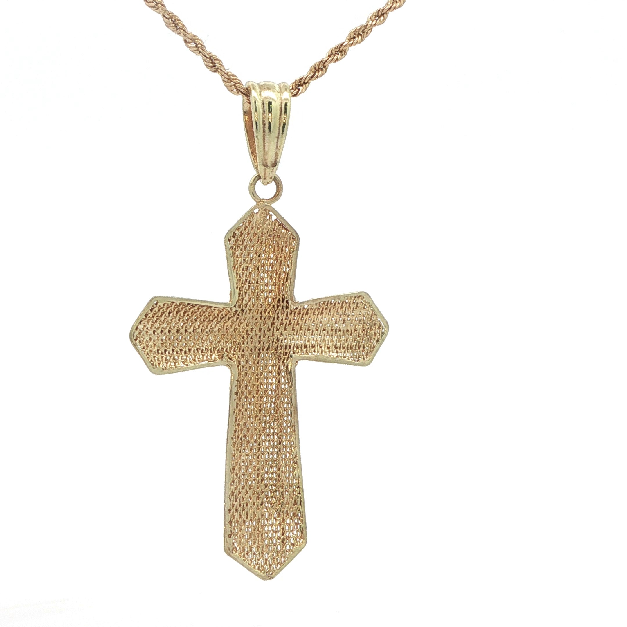 Estate 18K Yellow Gold Textured Cross Pendant – Late 20th Century (Circa 1970s–1980s)