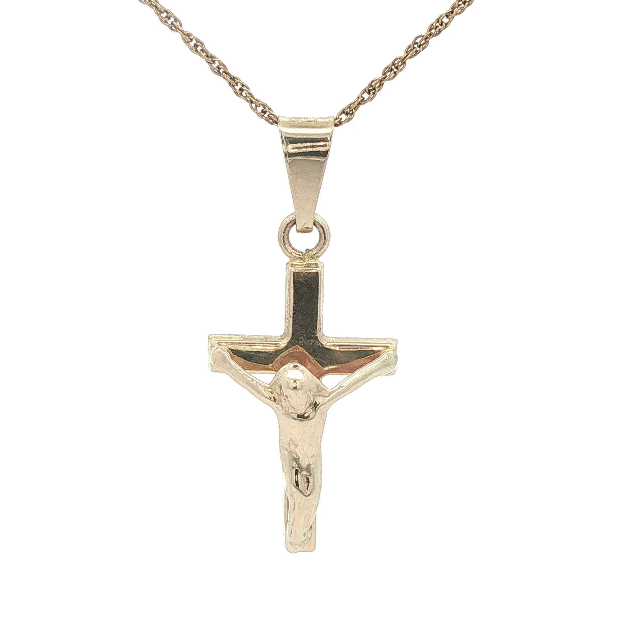 Estate 14K Yellow Gold Crucifix Pendant – Religious Cross (Circa Late 20th Century)