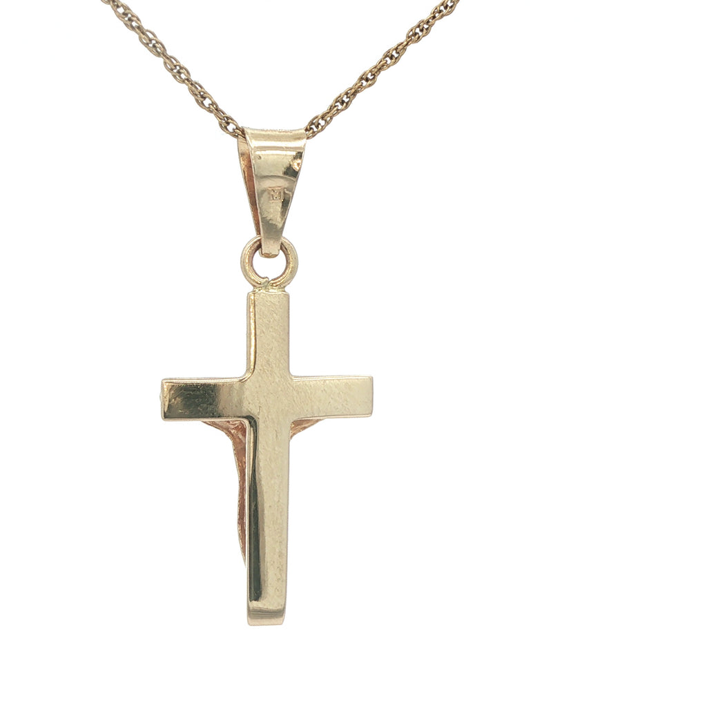Estate 14K Yellow Gold Crucifix Pendant – Religious Cross (Circa Late 20th Century)
