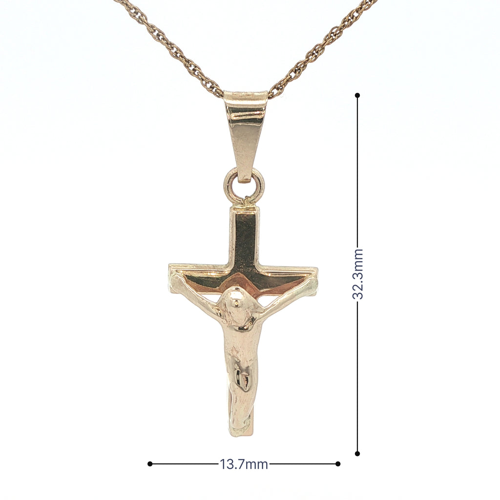 Estate 14K Yellow Gold Crucifix Pendant – Religious Cross (Circa Late 20th Century)