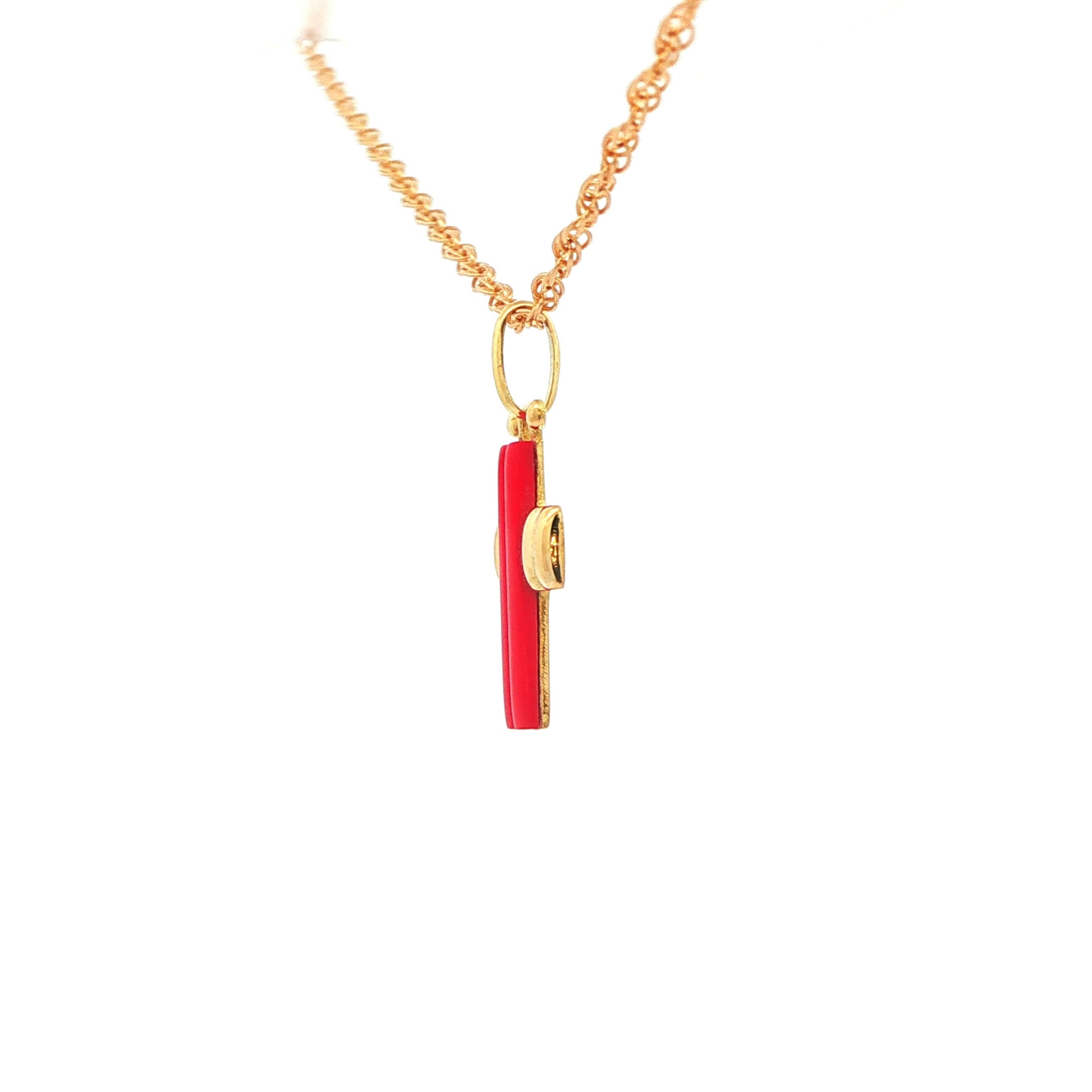 18k Estate Gold Coral Cross Pendant