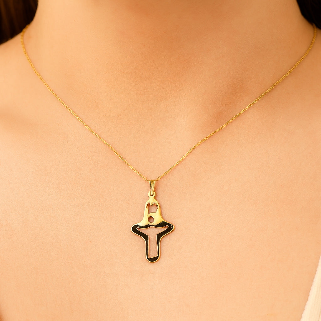 14K Gold Holy Spirit Cross Necklace