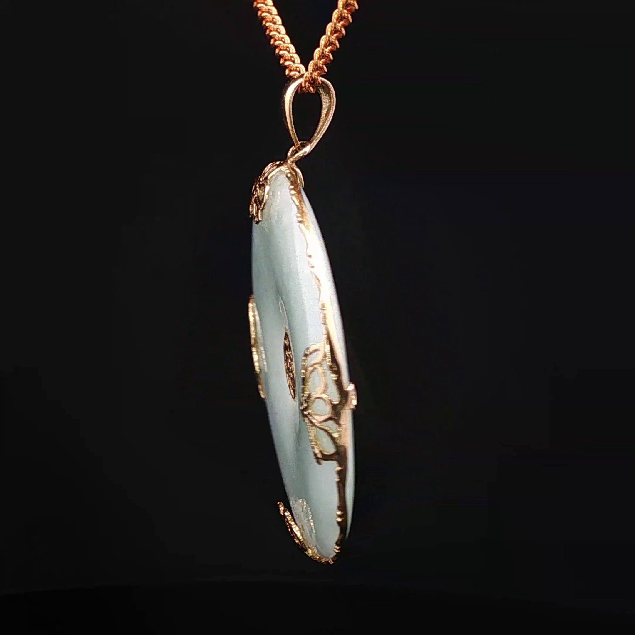 Large Jade Gold Disc Pendant