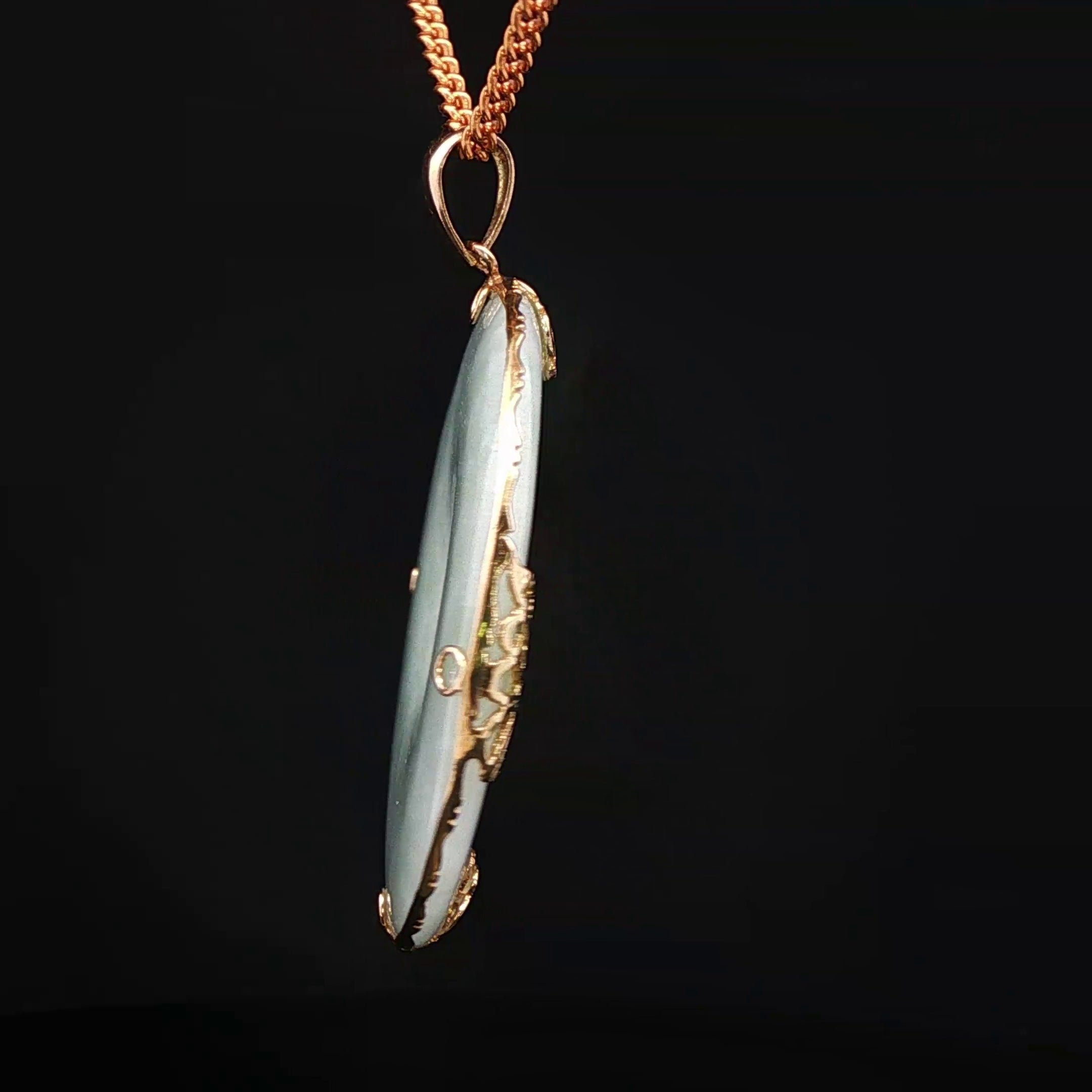 Large Jade Gold Disc Pendant