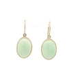 Estate 14K Yellow Gold Natural Jade Oval Dangle Earrings