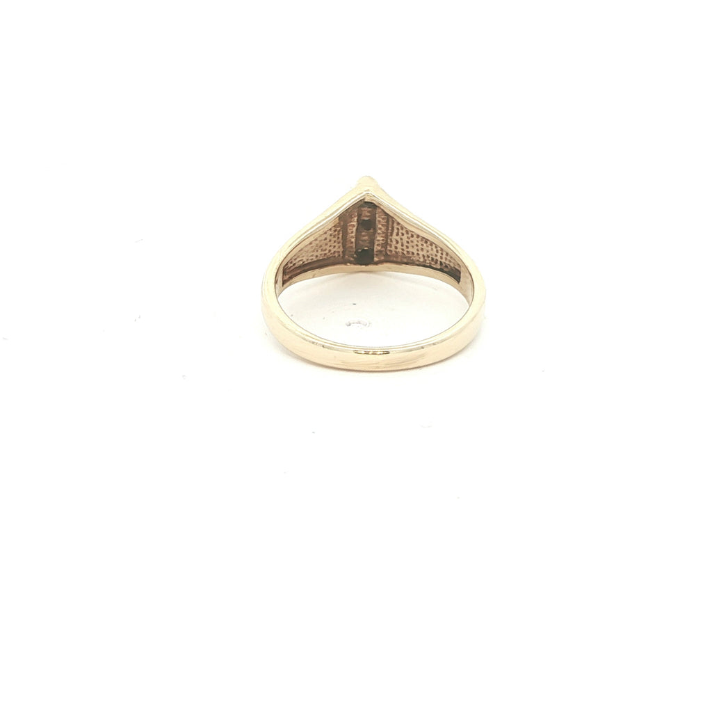 Estate 1990s 10K Yellow Gold Three Diamond Accent Ring – Size 3.5