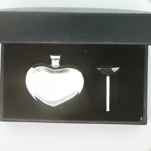 Vintage Tiffany & Co. Sterling Silver Heart Flask and Funnel Set with Original Box