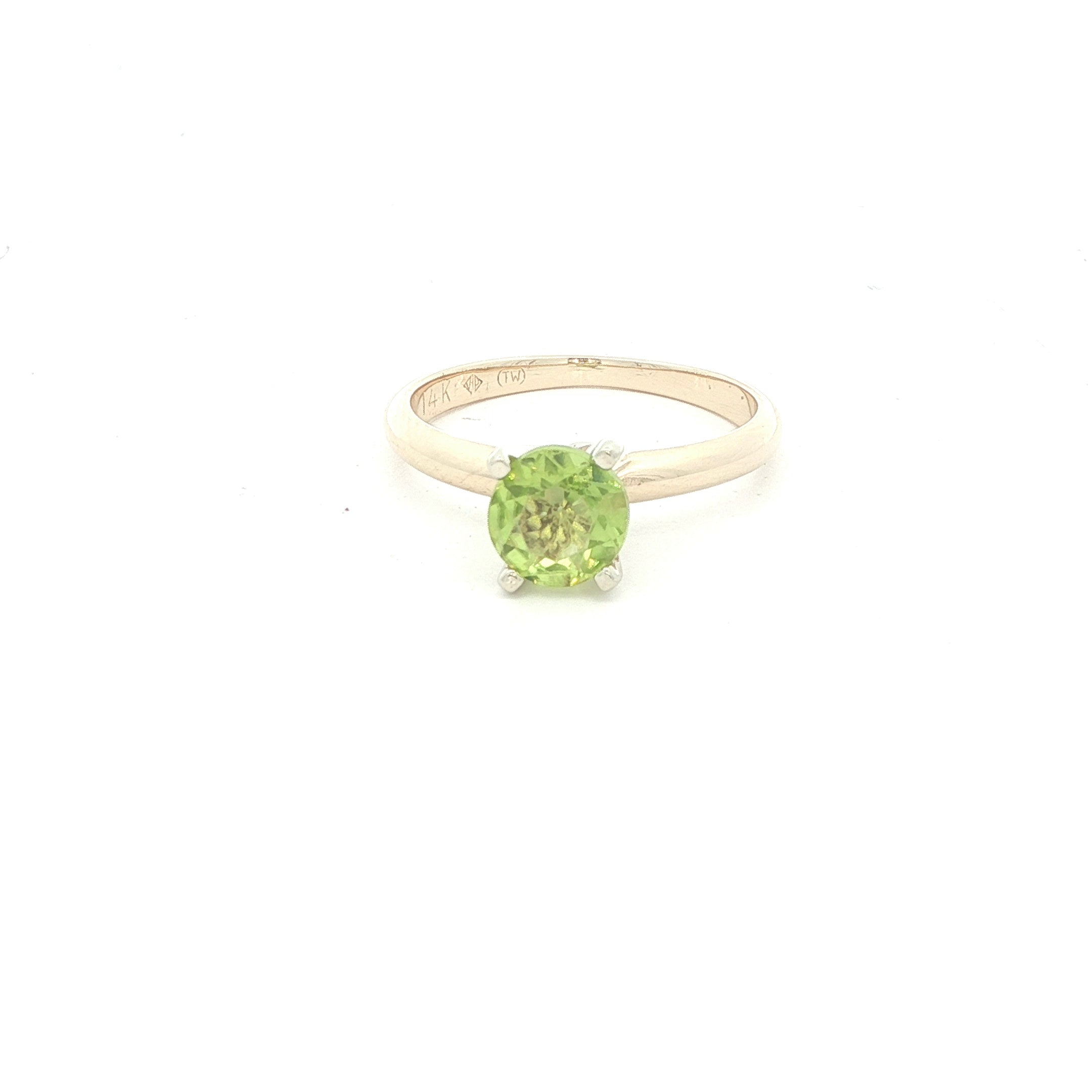 Estate 14k Yellow Gold Natural Approx. 1/2 Carat Round Peridot Ring