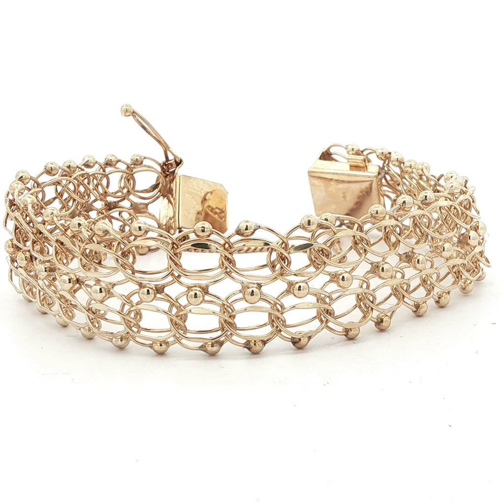 Vintage 14K Yellow Gold Multi-Link Charm Bracelet - 1960s Estate 7 Inch