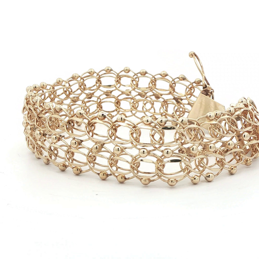 Vintage 14K Yellow Gold Multi-Link Charm Bracelet - 1960s Estate 7 Inch