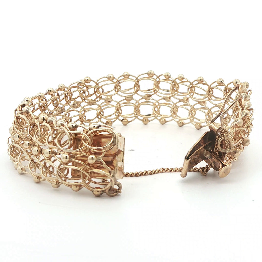 Vintage 14K Yellow Gold Multi-Link Charm Bracelet - 1960s Estate 7 Inch