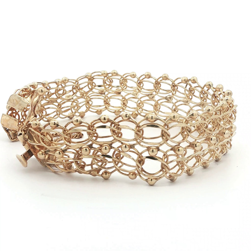 Vintage 14K Yellow Gold Multi-Link Charm Bracelet - 1960s Estate 7 Inch