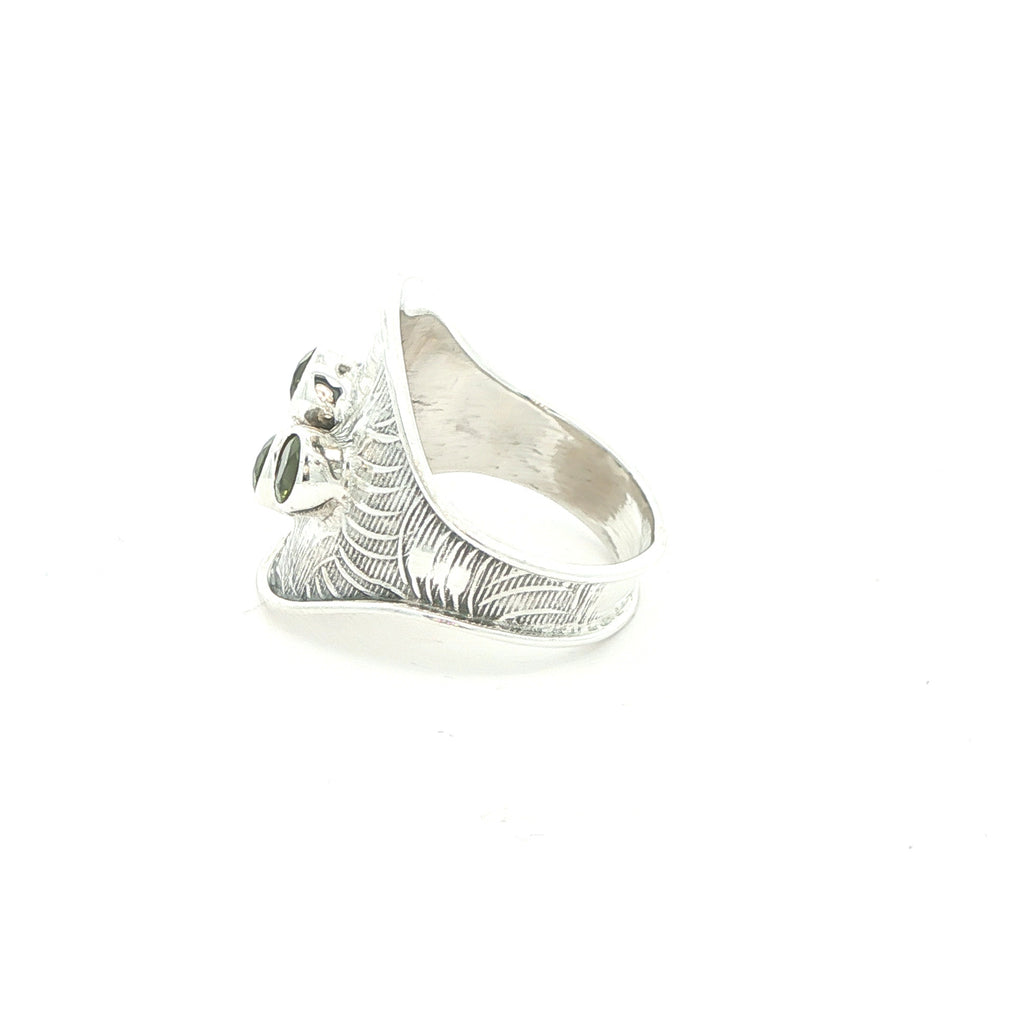 Estate Vintage Sterling Silver Peridot Cluster Ring Size 8