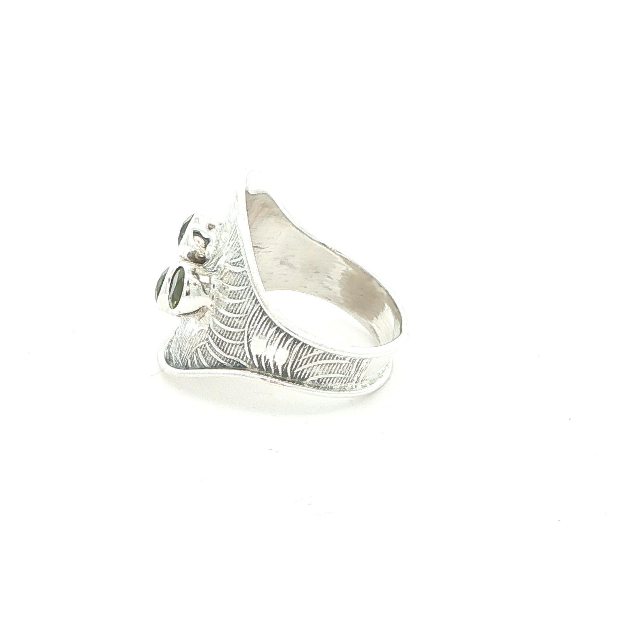 Estate Vintage Sterling Silver Peridot Cluster Ring Size 8