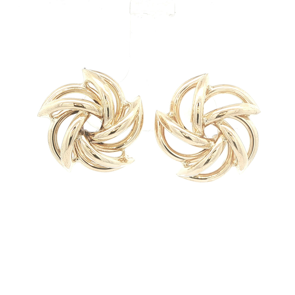 Estate Vintage 14K Yellow Gold Swirl Knot Openwork Earrings Circa 1980s–1990s