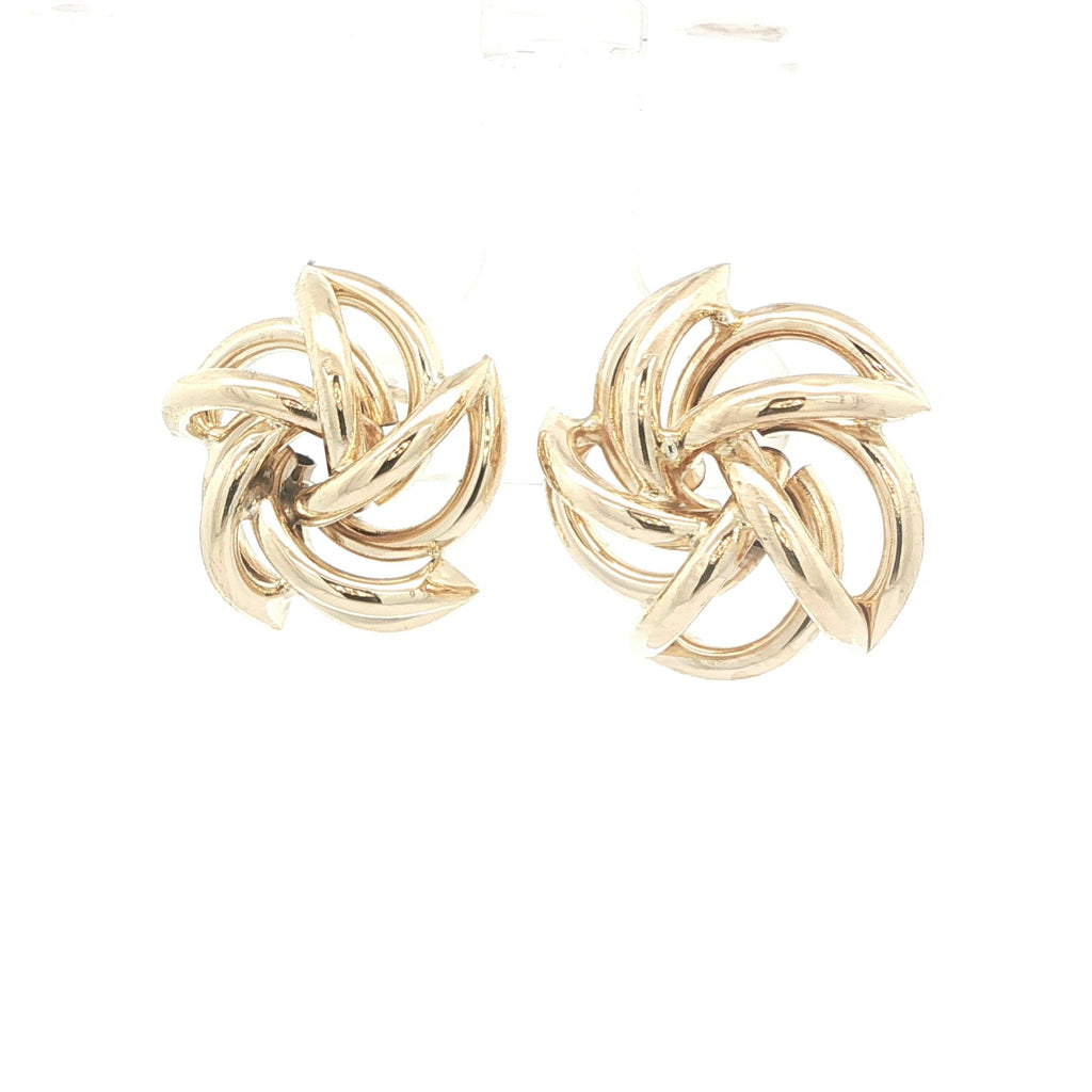 Estate Vintage 14K Yellow Gold Swirl Knot Openwork Earrings Circa 1980s–1990s
