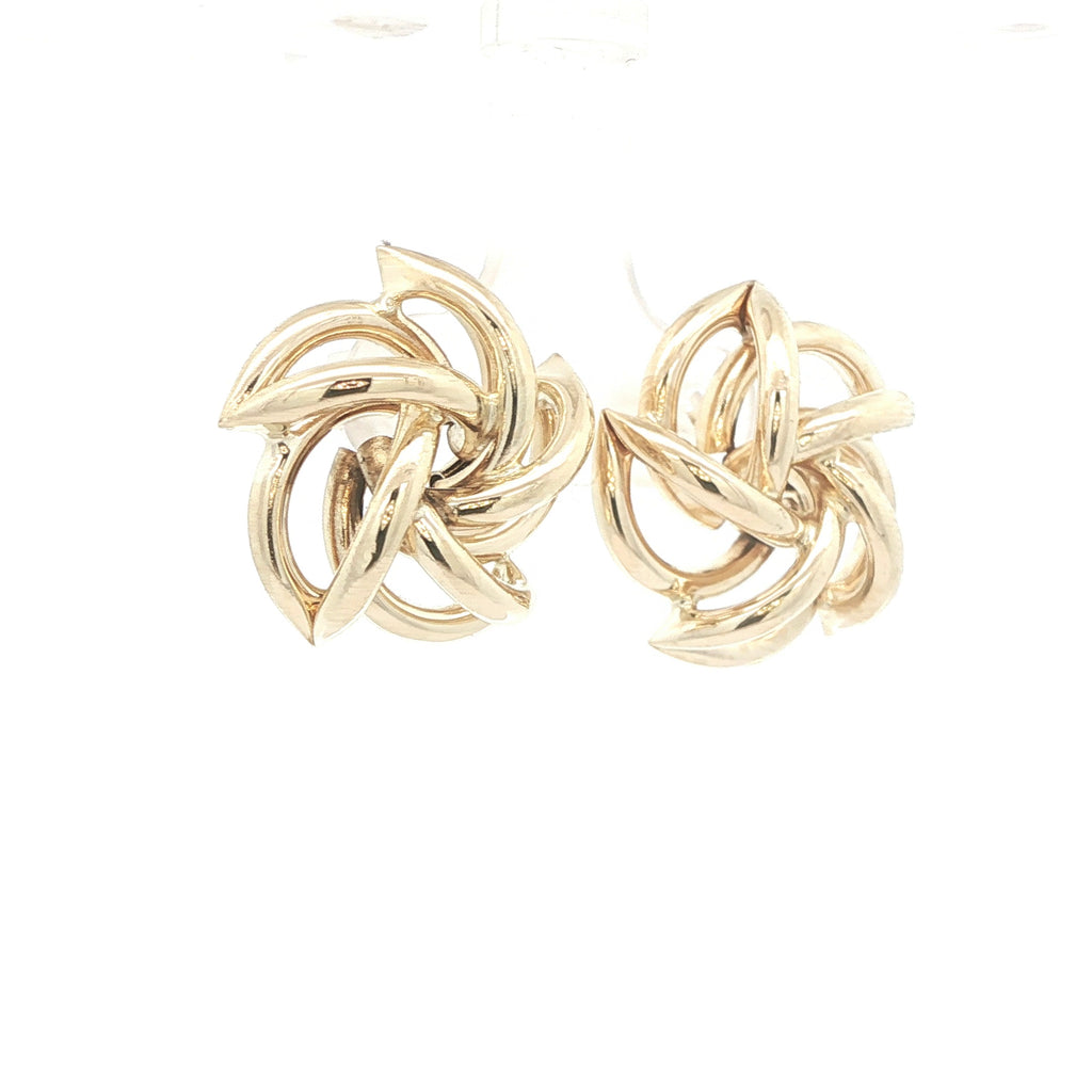 Estate Vintage 14K Yellow Gold Swirl Knot Openwork Earrings Circa 1980s–1990s