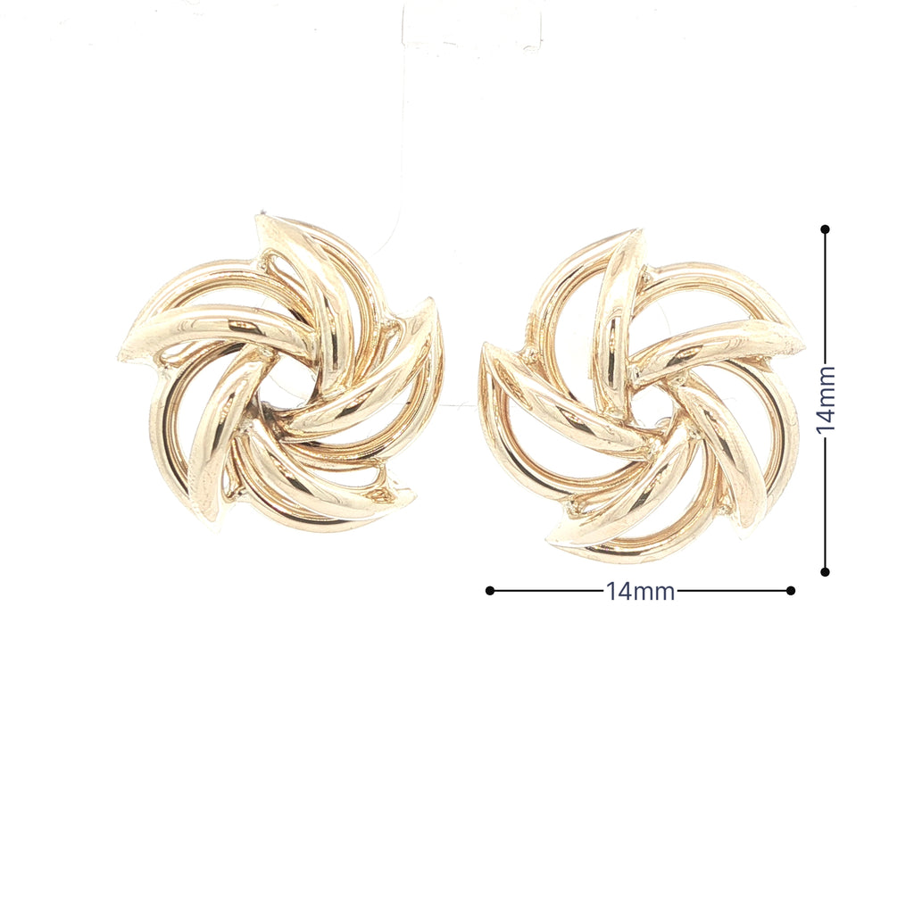 Estate Vintage 14K Yellow Gold Swirl Knot Openwork Earrings Circa 1980s–1990s