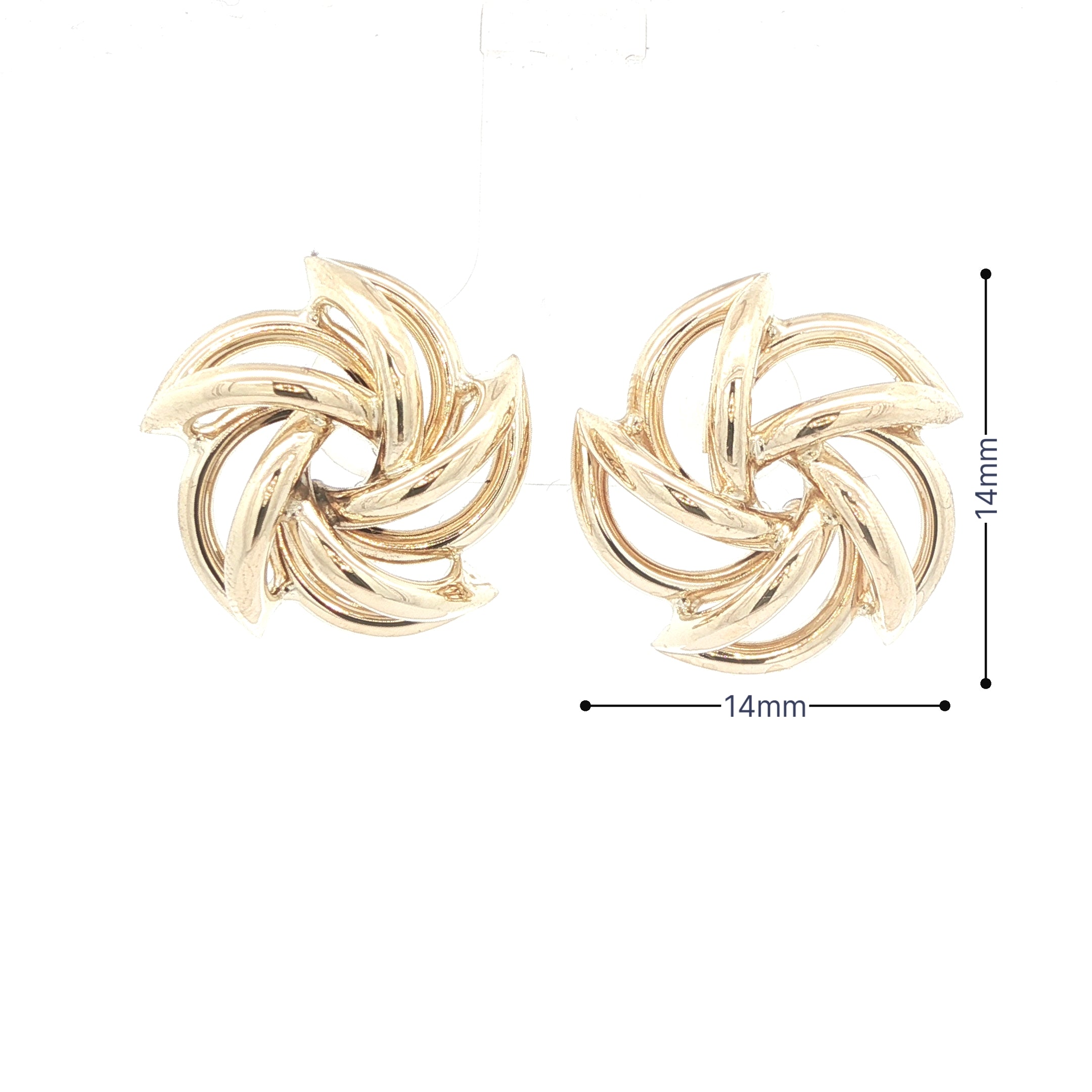 Estate Vintage 14K Yellow Gold Swirl Knot Openwork Earrings Circa 1980s–1990s