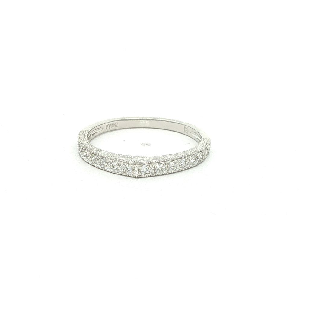 Estate Platinum Contoured Diamond Wedding Band 1/3 CTW with Milgrain Edges Size 7