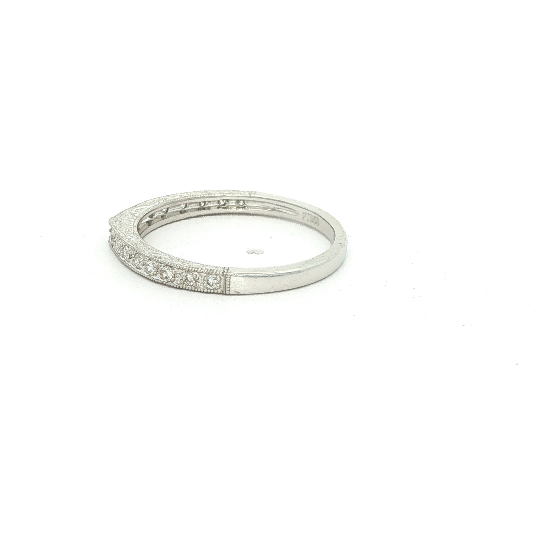 Estate Platinum Contoured Diamond Wedding Band 1/3 CTW with Milgrain Edges Size 7