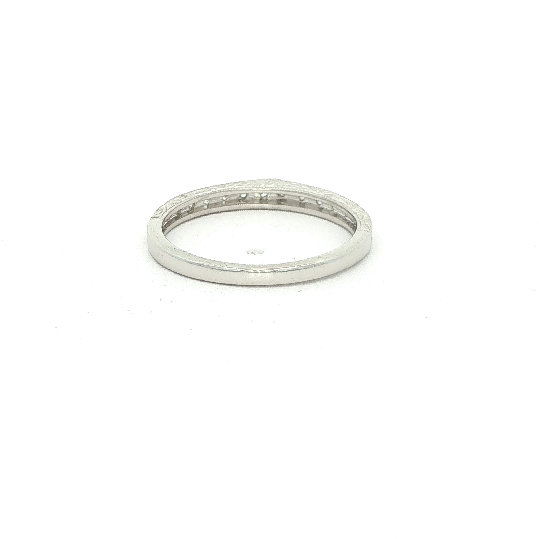 Estate Platinum Contoured Diamond Wedding Band 1/3 CTW with Milgrain Edges Size 7