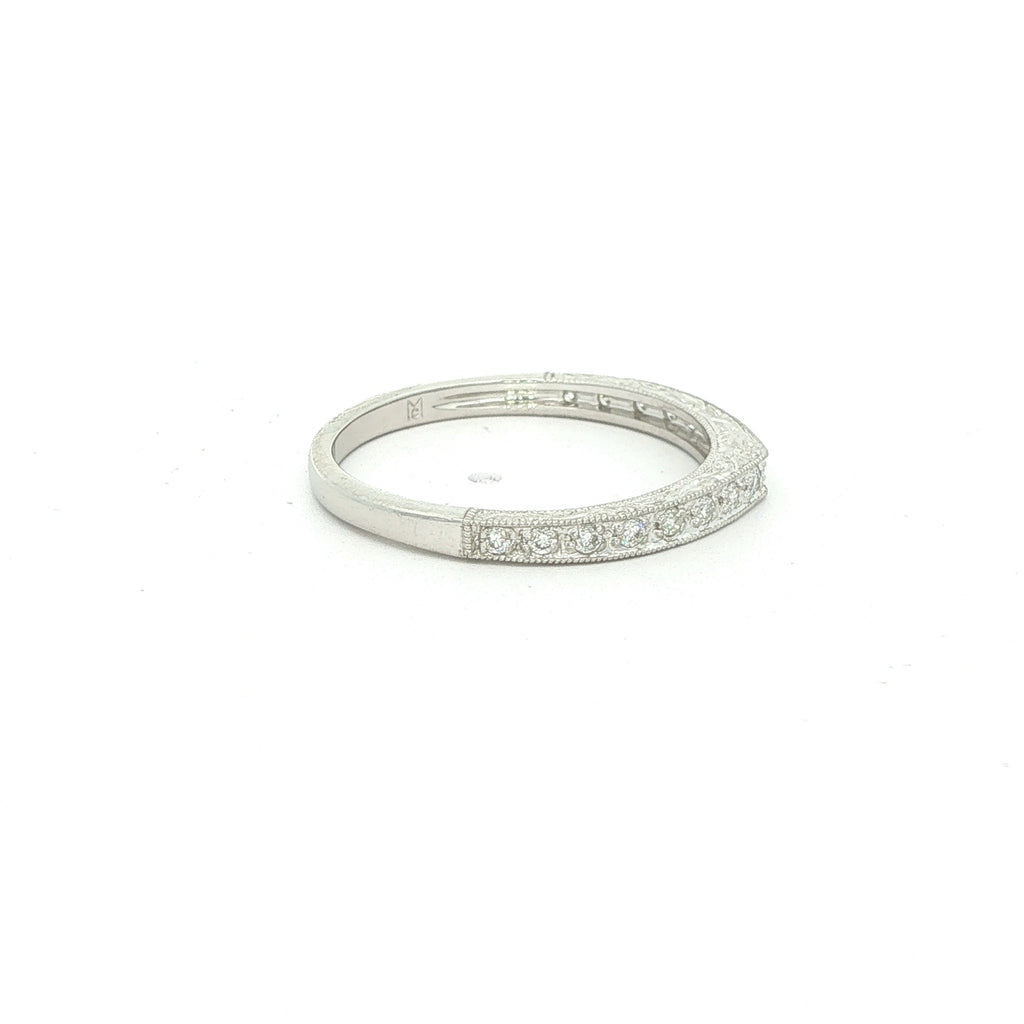 Estate Platinum Contoured Diamond Wedding Band 1/3 CTW with Milgrain Edges Size 7