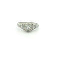 Estate Vintage Circa 1925 18K White Gold Old Mine Cut Diamond Filigree Ring 0.10 CTW Size 7