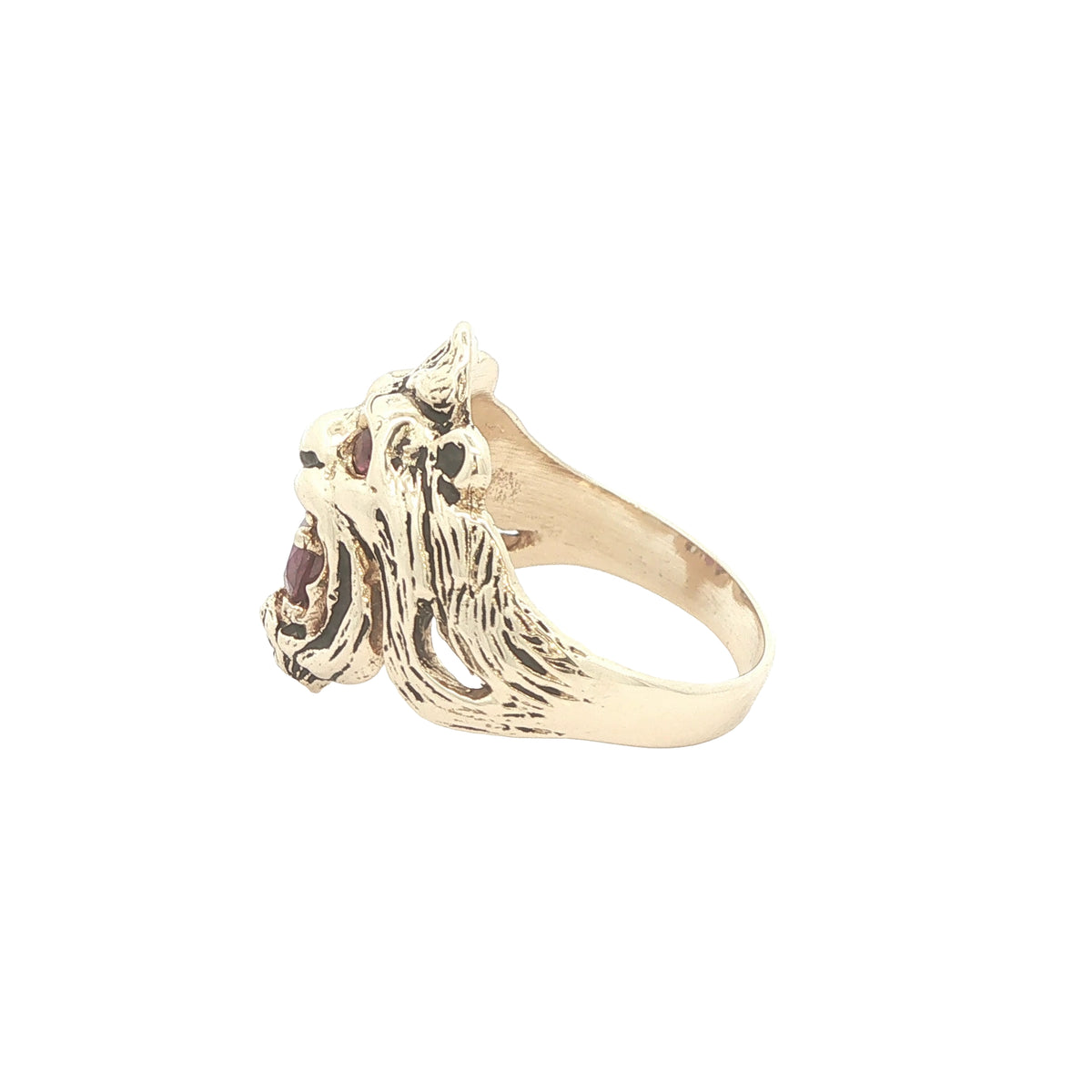 1970s Estate Vintage 14K Yellow Gold Natural Ruby Lion Ring – 0.50 CTW, SZ 7.50
