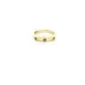 Circa 1980s Vintage 18K Yellow Gold Natural Sapphire Three-Stone Band Ring – Size 4.75