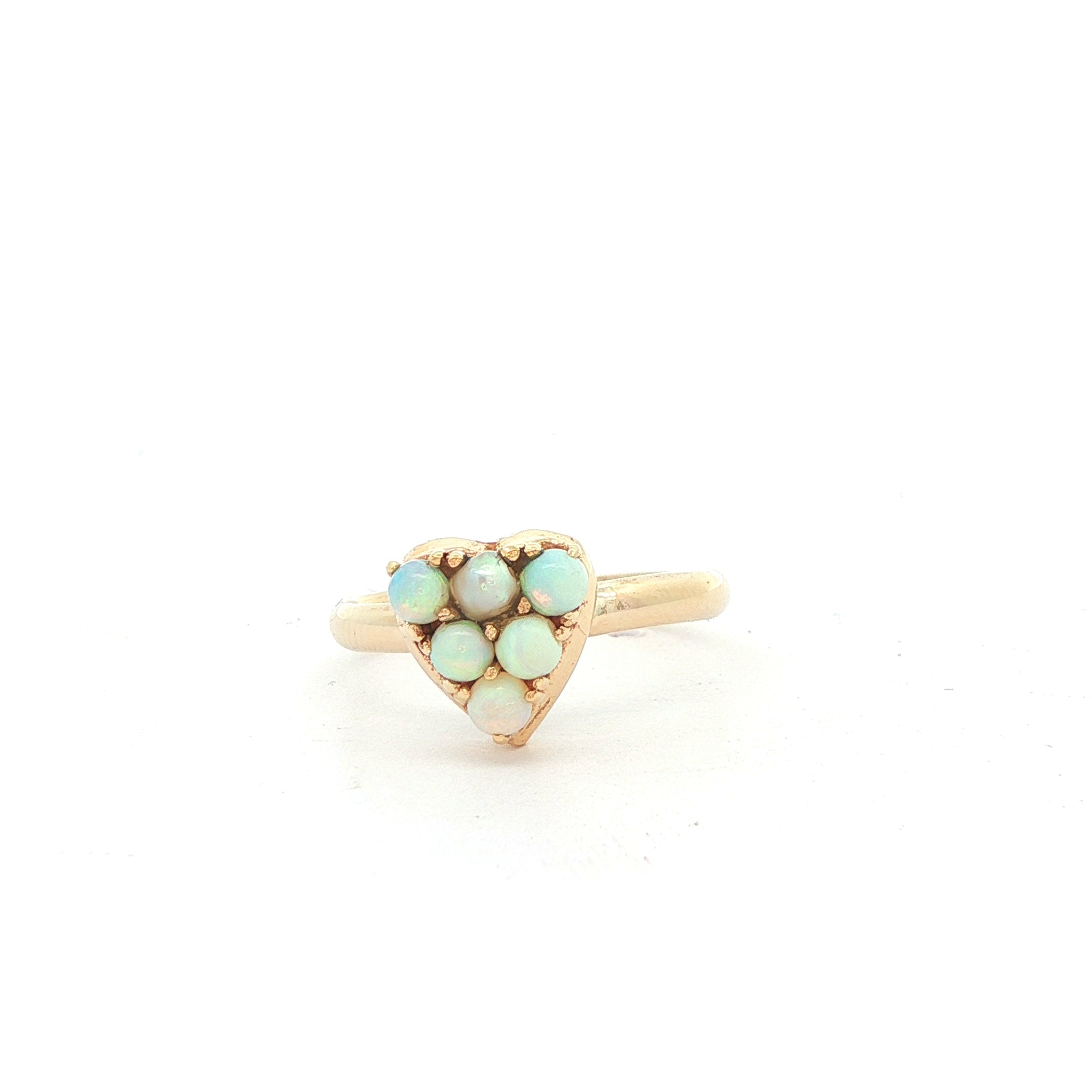 14K Yellow Gold Heart Opal Ring