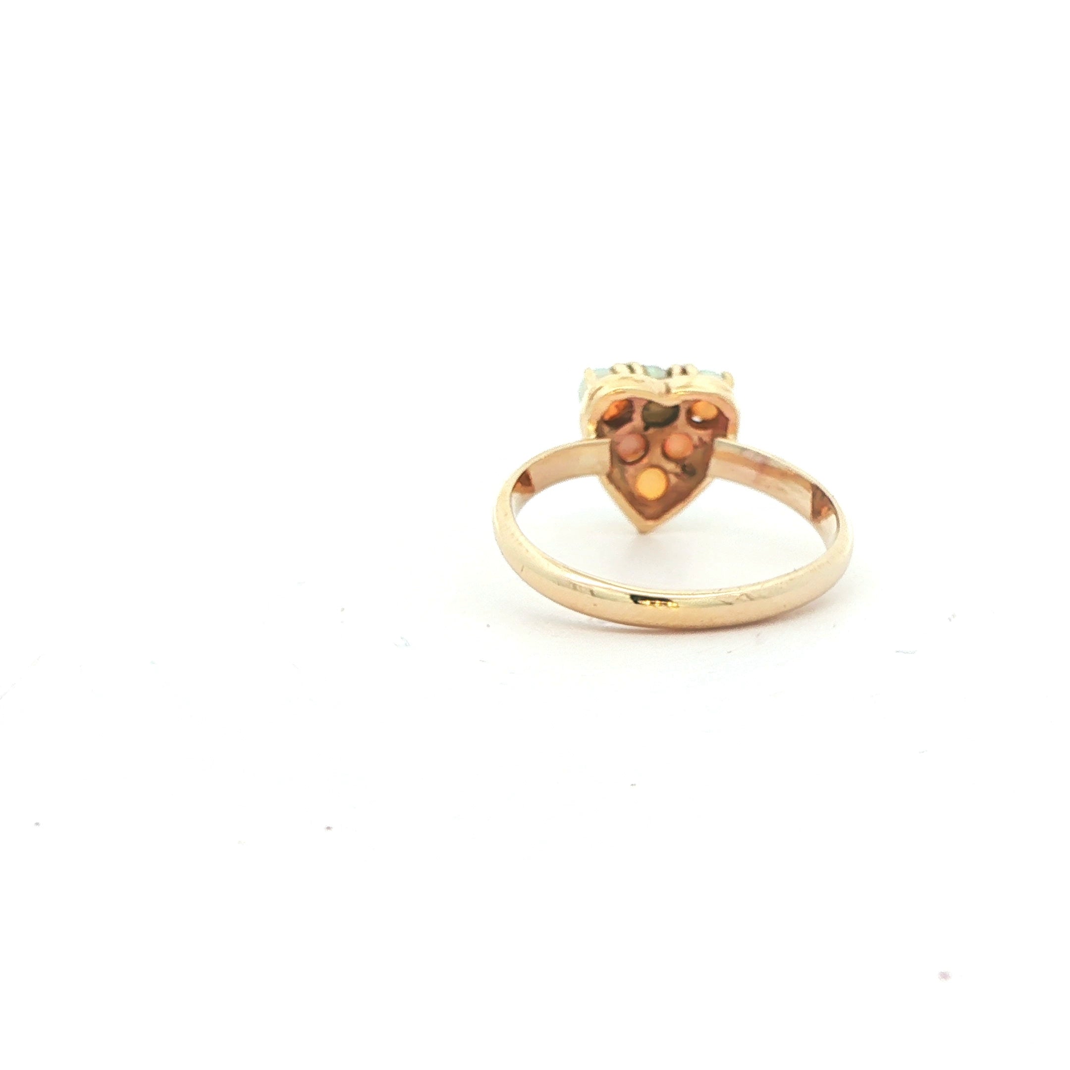 14K Yellow Gold Heart Opal Ring