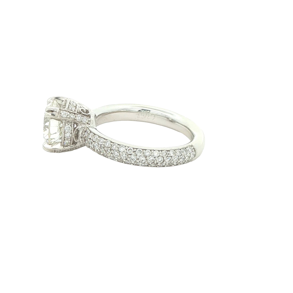 Estate 14K White Gold Natural Diamond Engagement Ring – 2.00 CT Center, Approx. 2.50 CTW, Size 6.50