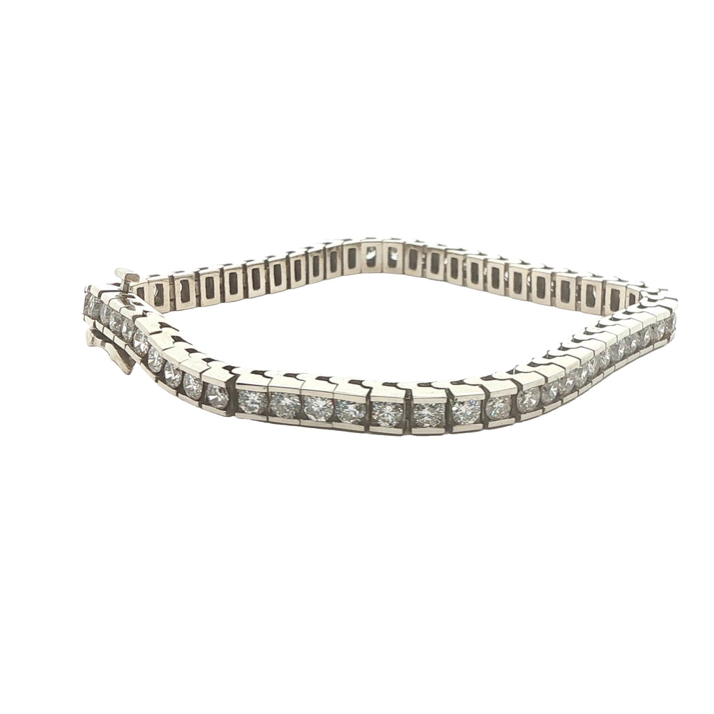 Estate 14K White Gold Natural Diamond Tennis Bracelet – Approx. 6 CTW, 6.5-Inch Wrist Fit