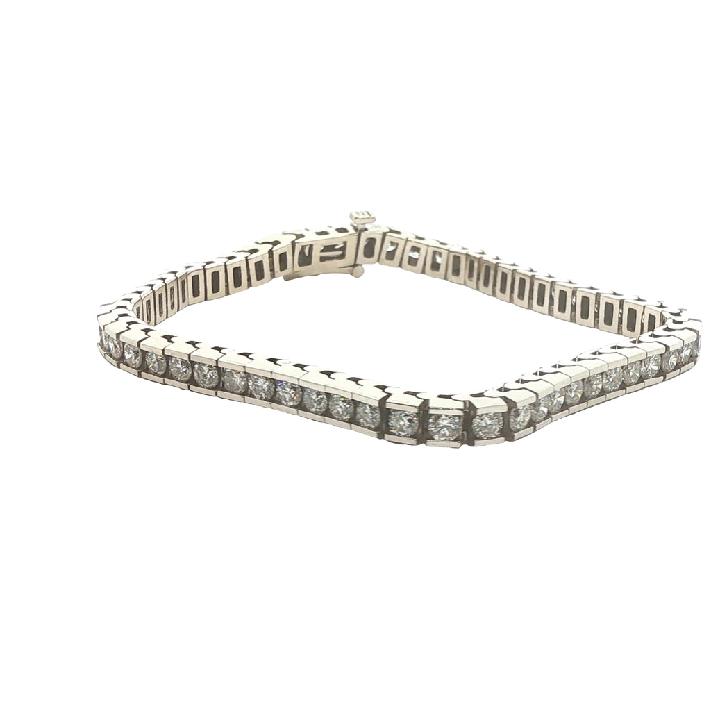 Estate 14K White Gold Natural Diamond Tennis Bracelet – Approx. 6 CTW, 6.5-Inch Wrist Fit