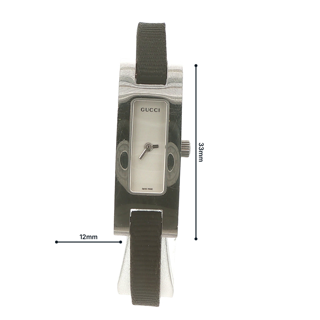 Estate Vintage Gucci Swiss Quartz Rectangle Wristwatch 33mm White Dial with Original Genuine Leather Band